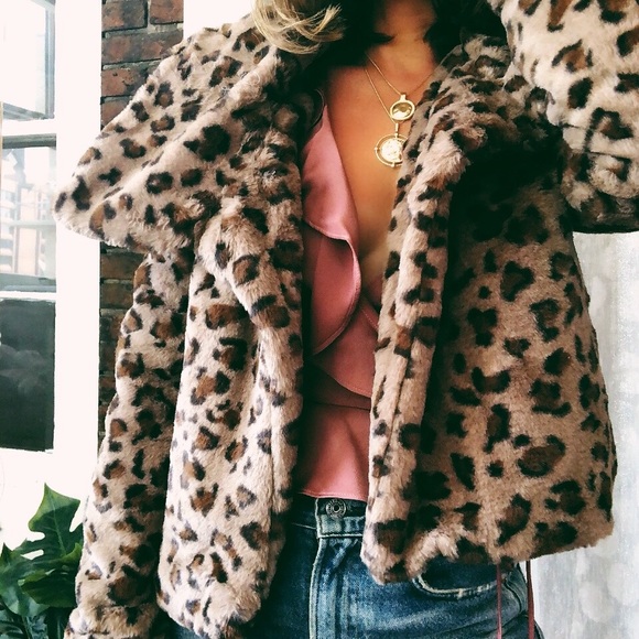 🆕Etta Brown Leopard Print Vegan Faux Fur Jacket - Picture 5 of 8